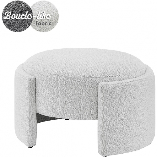 Felicia Ottoman in Boucle Beige Fabric